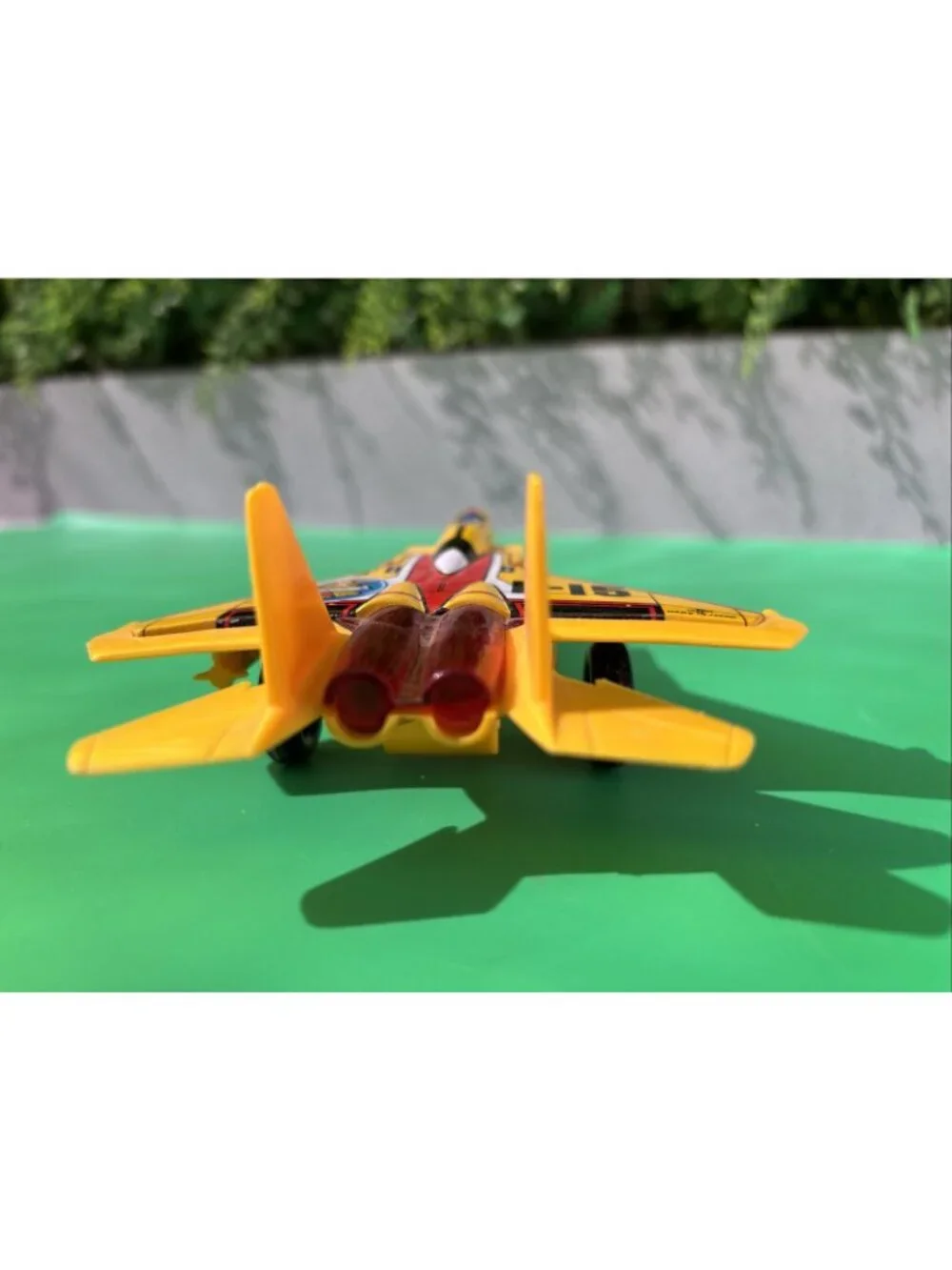 Jimmy Toys 6.8” Super Fighter F-15 Jet Plane Vintage Plastic Tin Toy Yellow